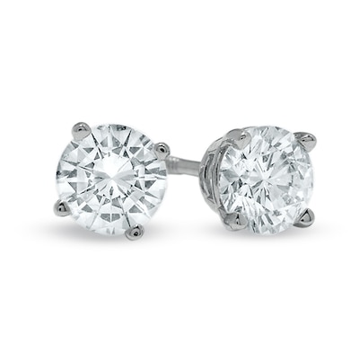 3 4 Ct T W Diamond Solitaire Stud Earrings In 14k White Gold