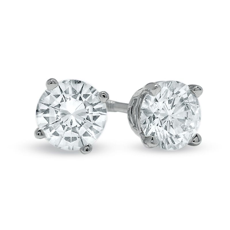 3/4 CT. T.W. Diamond Solitaire Stud Earrings in 14K White Gold (I/I1 ...