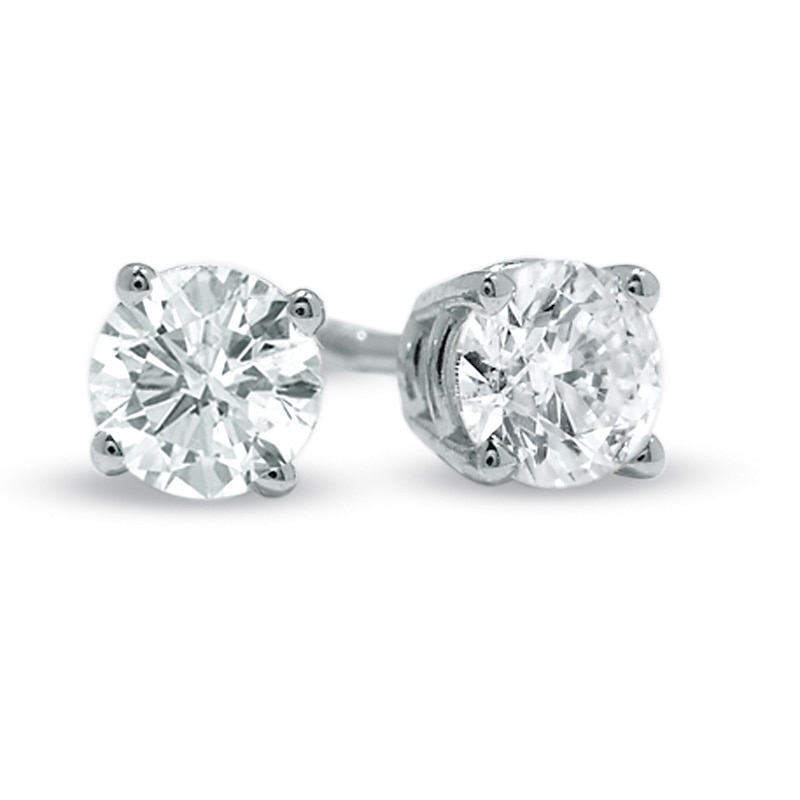 Main Image 1 of 1/2 CT. T.W. Diamond Solitaire Stud Earrings in 14K White Gold (I/I1)