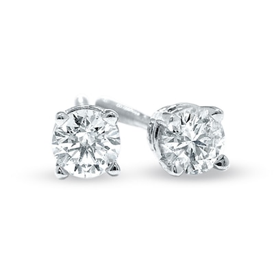 1 3 Ct T W Diamond Solitaire Stud Earrings In 14k White Gold