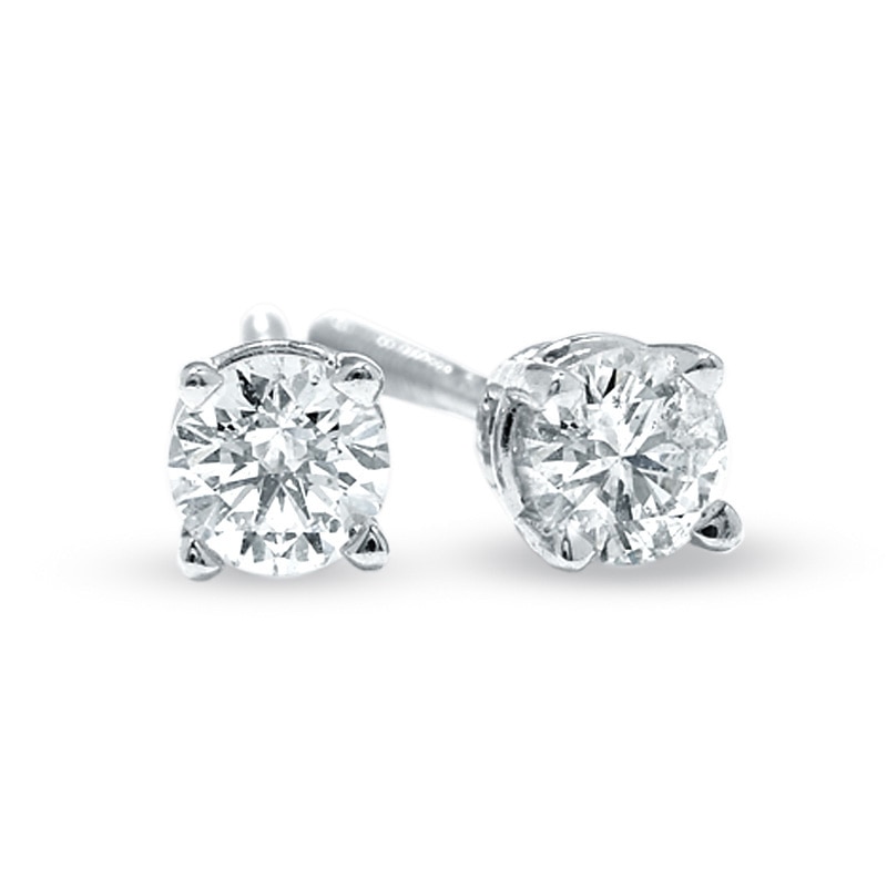 1/3 CT. T.W. Diamond Solitaire Stud Earrings in 14K White Gold (I/I1)