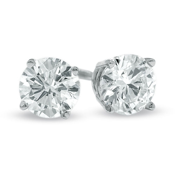 1 CT. T.w. Diamond Solitaire Stud Earrings In 14K White Gold (I/I1)