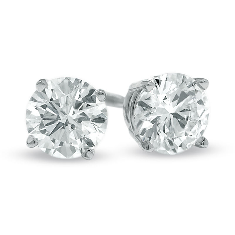 1 Ct T W Diamond Solitaire Stud Earrings In 14k White Gold