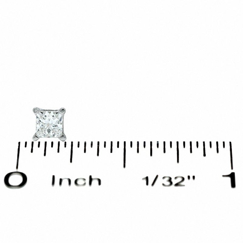 Main Image 2 of 1/2 CT. T.W. Princess-Cut Diamond Solitaire Stud Earrings in 14K White Gold (I/I1)