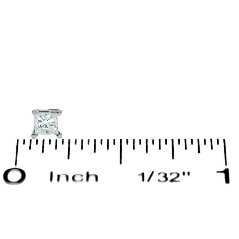 Main Image 2 of 1/4 CT. T.W. Princess-Cut Diamond Solitaire Stud Earrings in 14K White Gold (I/I1)
