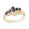 Thumbnail Image 1 of 5-Stone Marquise Blue Sapphire Ring with Diamond Accents in 10K Gold - Size 7