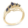 Thumbnail Image 2 of 5-Stone Marquise Blue Sapphire Ring with Diamond Accents in 10K Gold - Size 7