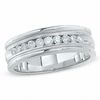 Thumbnail Image 1 of Men's 1/2 CT. T.W. Diamond Channel Milgrain Band in 14K White Gold