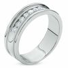 Thumbnail Image 1 of Men's 1/2 CT. T.W. Diamond Channel Milgrain Band in 14K White Gold