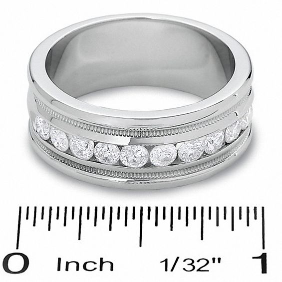 1 CT. T.w. Diamond Milgrain Band in 14K White Gold
