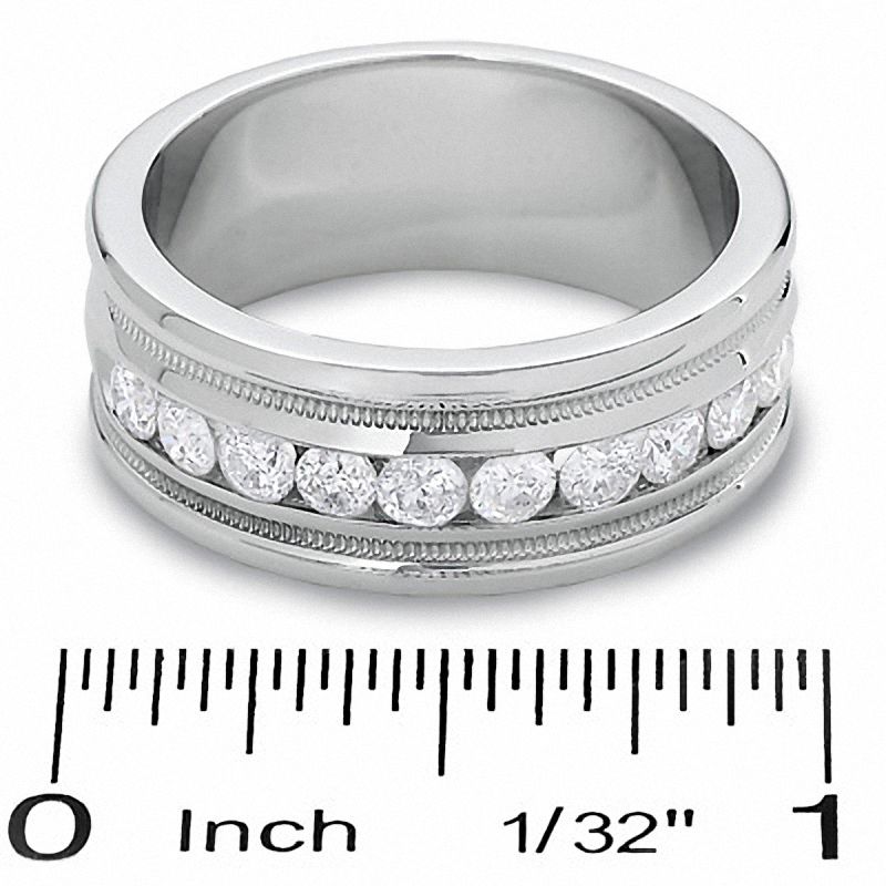 Men's 1 CT. T.W. Diamond Milgrain Band in 14K White Gold