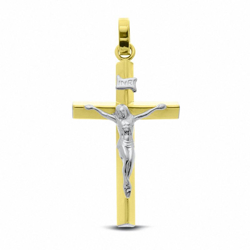 Main Image 1 of 10K Two-Tone Gold Triangular Crucifix Charm Pendant
