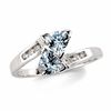 Thumbnail Image 0 of Trilliion Cut Aquamarine Bypass Ring in 10K White Gold with Diamond Accents