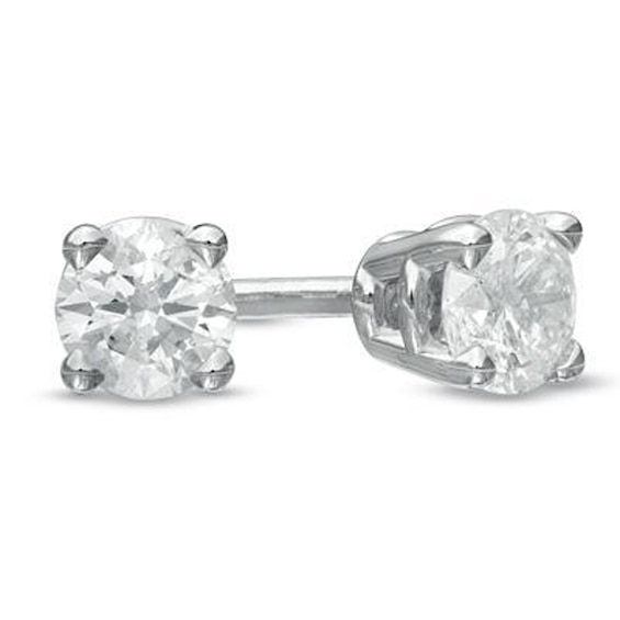1/ CT. T.w. Diamond Solitaire Stud Earrings in 14K White Gold
