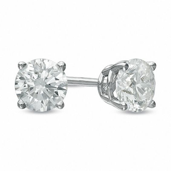 3/4 CT. T.w. Diamond Solitaire Stud Earrings In 14K White Gold