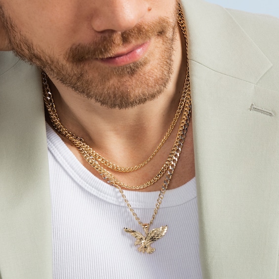 Diamond-Cut Landing Eagle Charm in Solid 10K Gold