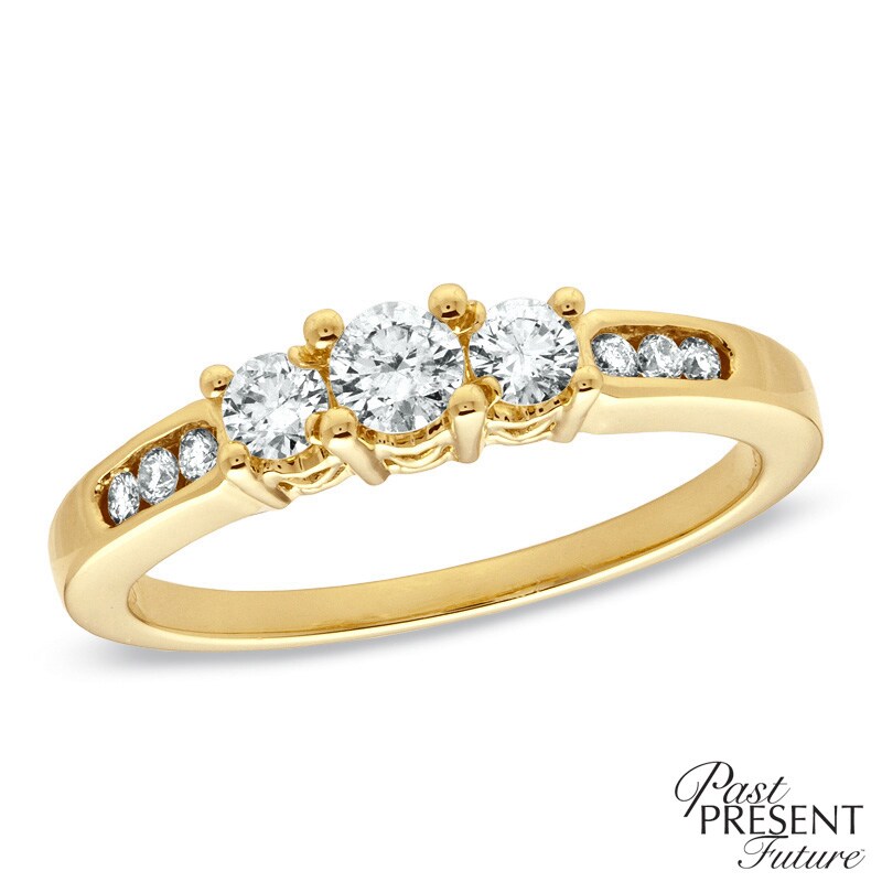 Main Image 1 of 1/2 CT. T.W. Diamond Past Present Future® Ring in 14K Gold