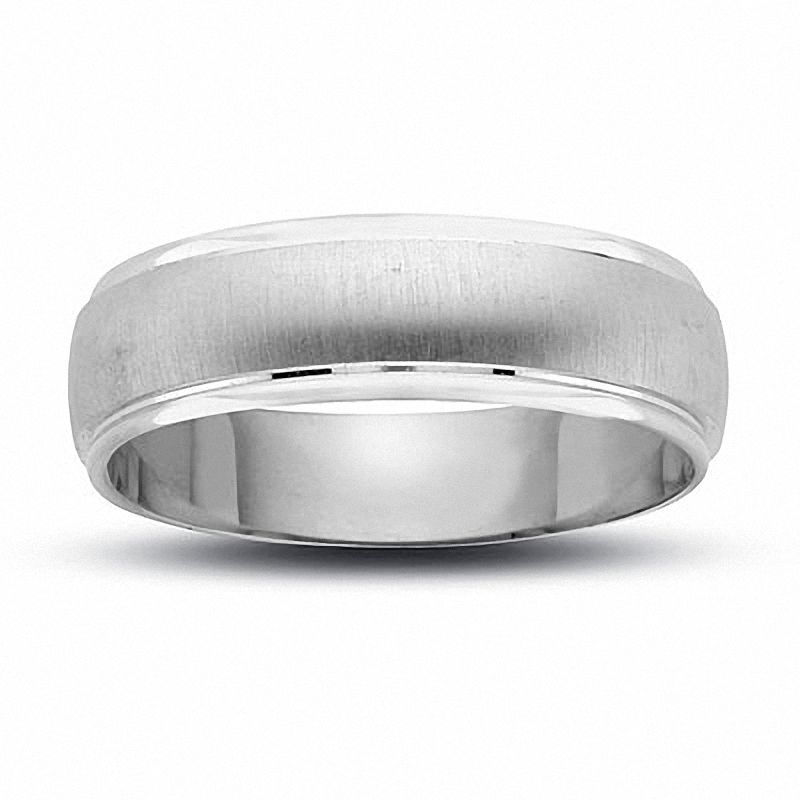 Men's Satin Finish Wedding Band in 14K White Gold with Polished Edge