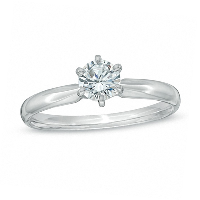 1 ct Diamond Solitaire Engagement Ring 14K White Gold