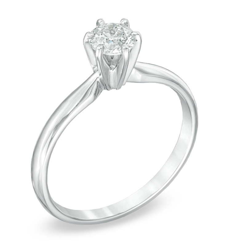 1/2 CT. Diamond Solitaire Engagement Ring in 14K White Gold (I/I2)