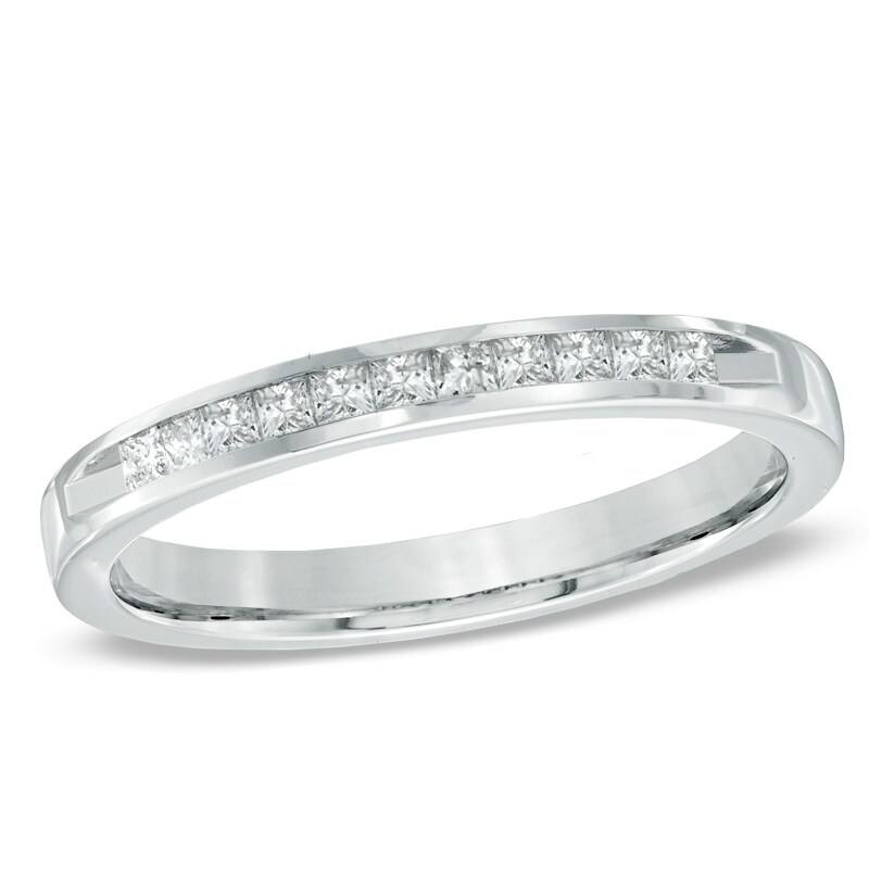 1/4 CT. T.W. Princess-Cut Diamond Wedding Band in 14K White Gold