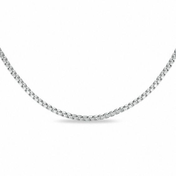 Ladies' 0.85mm Box Chain Necklace in 14K White Gold - 16"