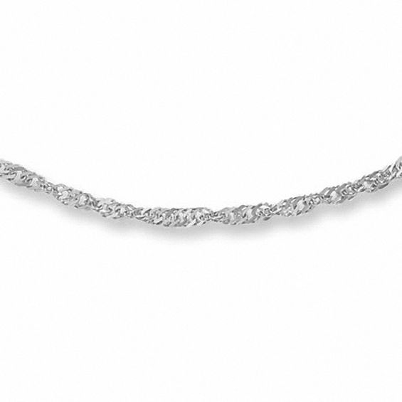 Ladies' 1.0mm Singapore Chain Necklace in 14K White Gold - 18"