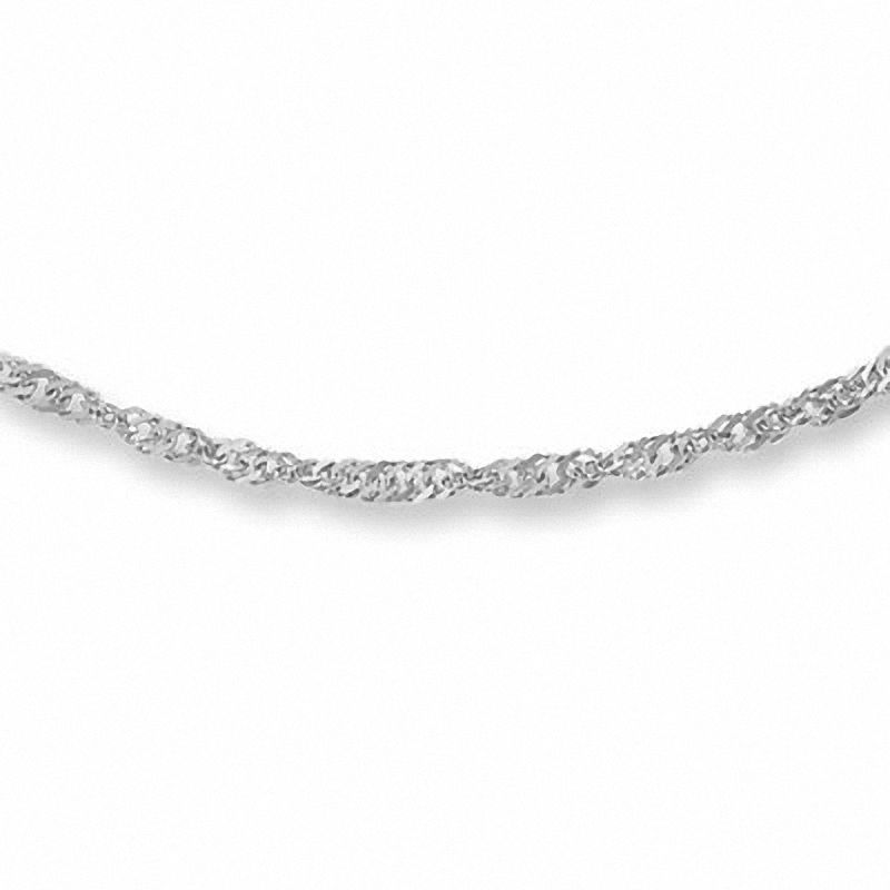 Ladies' 1.0mm Singapore Chain Necklace in 14K White Gold - 18"