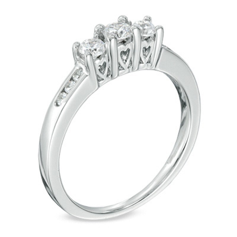 1/2 CT. T.W. Diamond Past Present Future® Ring in 14K White Gold