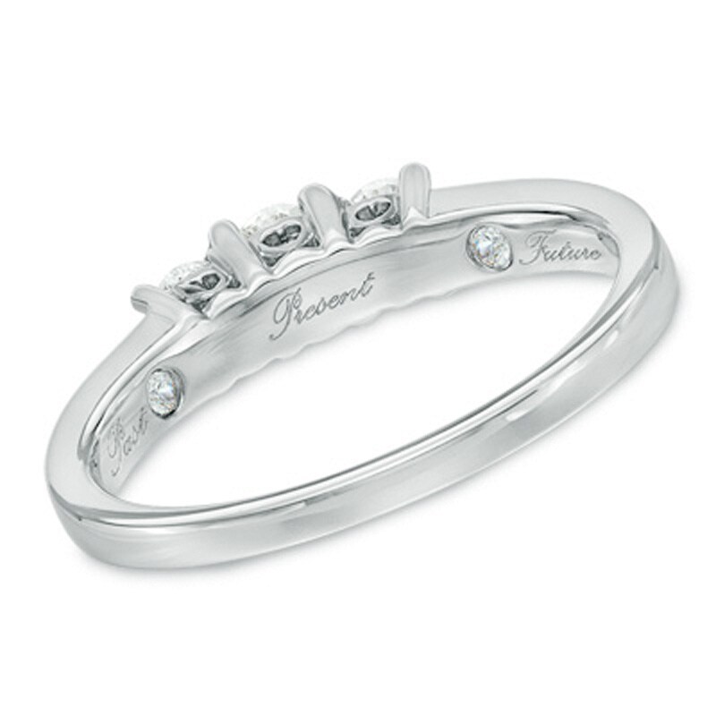 Main Image 3 of 1/2 CT. T.W. Diamond Past Present Future® Ring in 14K White Gold