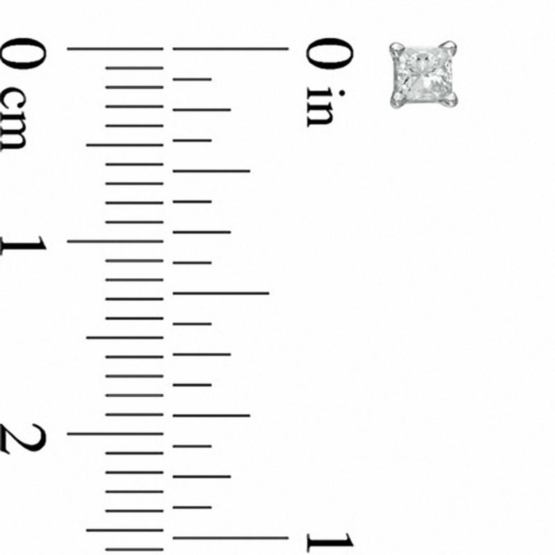 Main Image 2 of 3/4 CT. T.W. Princess Cut Diamond Solitaire Stud Earrings in 14K White Gold