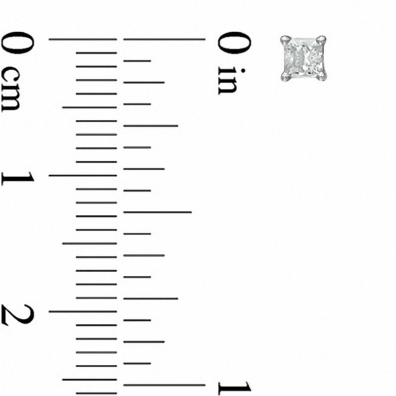 Main Image 2 of 1/2 CT. T.W. Princess Cut Diamond Solitaire Stud Earrings in 14K White Gold