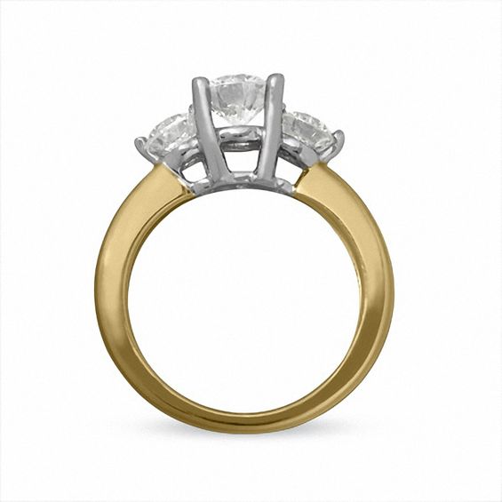 2 CT. T.w. Certified Diamond Three Stone Engagement Ring in 14K Two-Tone Gold