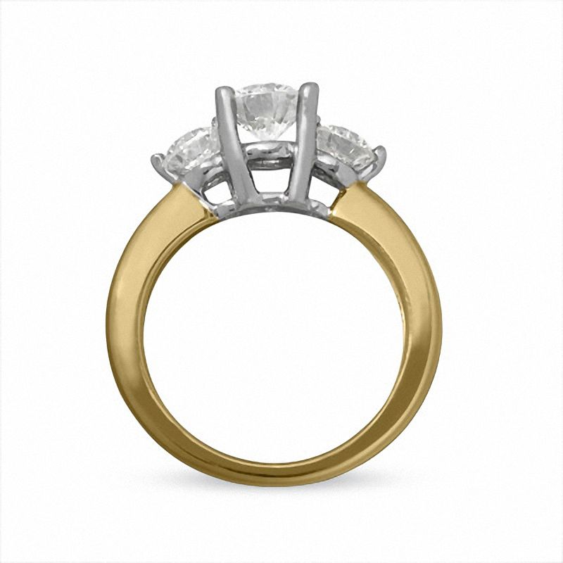 Main Image 4 of 2 CT. T.W. Certified Diamond Three Stone Engagement Ring in 14K Two-Tone Gold