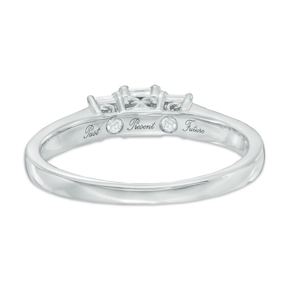 1 CT. T.w. Princess-Cut Diamond Past Present FutureÂ® Engagement Ring in 14K White Gold