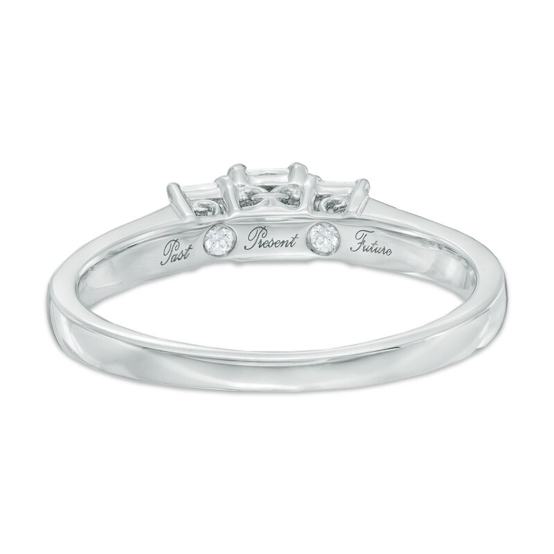 Main Image 3 of 1 CT. T.W. Princess-Cut Diamond Past Present Future® Engagement Ring in 14K White Gold