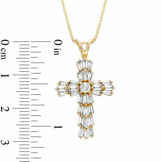1 CT. T.w. Baguette Diamond Cross Pendant in 14K Gold