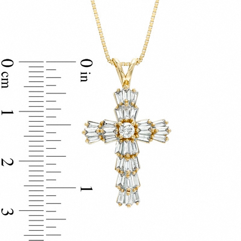 1 CT. T.W. Baguette Diamond Cross Pendant in 14K Gold