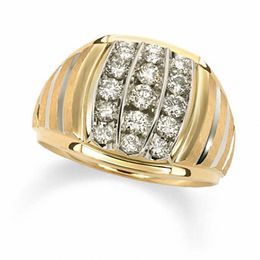 Mens Rings Zales Men S 1 Ct T W Diamond Vertical Stripe Ring In 10k Gold