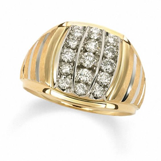 Men's 1 CT. T.W. Diamond Vertical Stripe Ring in 10K Gold Zales