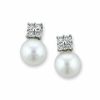 Thumbnail Image 0 of Cultured Freshwater Pearl Earrings in 14K White Gold with Diamond Accents