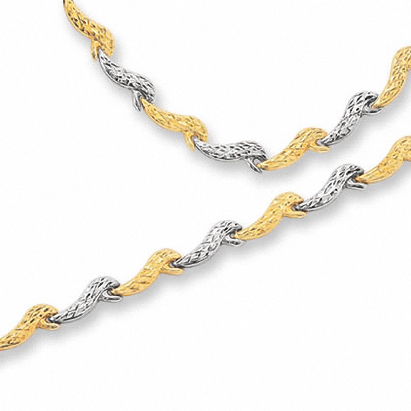 Main Image 1 of 10K Gold and Sterling Silver Wave Necklace and Bracelet Set