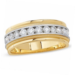 Men's 1 CT. T.W. Diamond Milgrain Band in 14K Two-Tone Gold