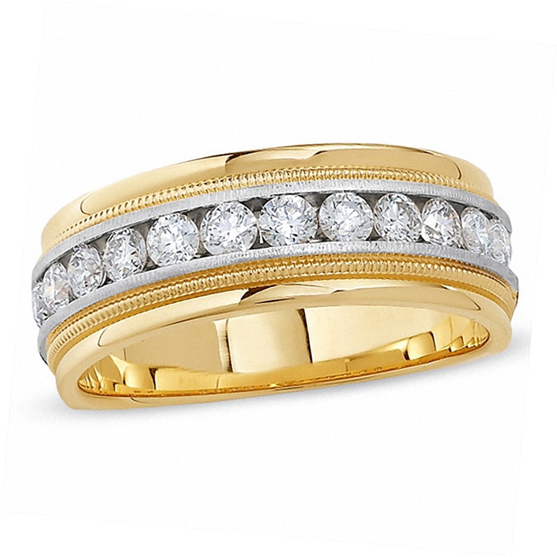 Men's 1 CT. T.W. Diamond Milgrain Band in 14K Two-Tone Gold