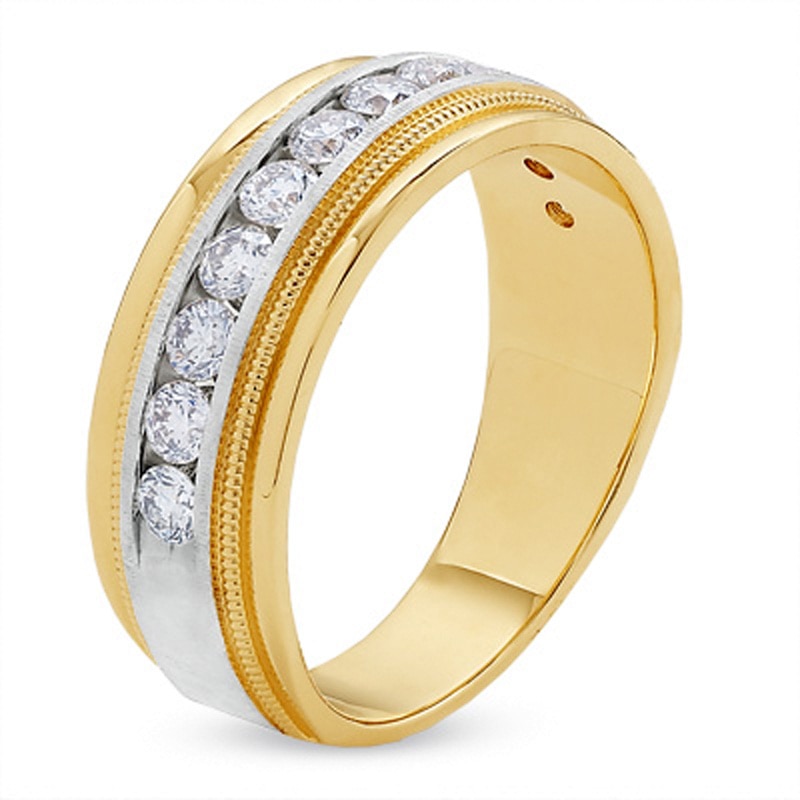 Main Image 2 of Men's 1 CT. T.W. Diamond Milgrain Band in 14K Two-Tone Gold