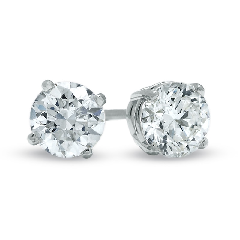 1-1/2 CT. T.W. Certified Diamond Solitaire Stud Earrings in 14K White Gold