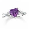 Heart-Shaped Amethyst Ring In 10K White Gold With Diamond Accents