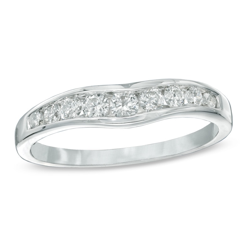 Main Image 1 of 3/8 CT. T.W. Diamond Contour Band in 14K White Gold