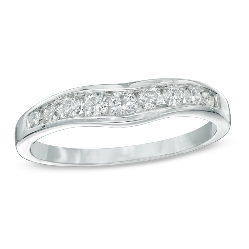 3/8 CT. T.W. Diamond Contour Band in 14K White Gold