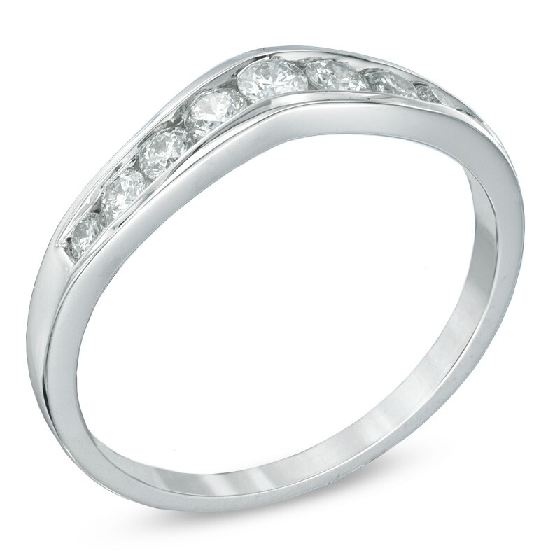 Main Image 2 of 3/8 CT. T.W. Diamond Contour Band in 14K White Gold